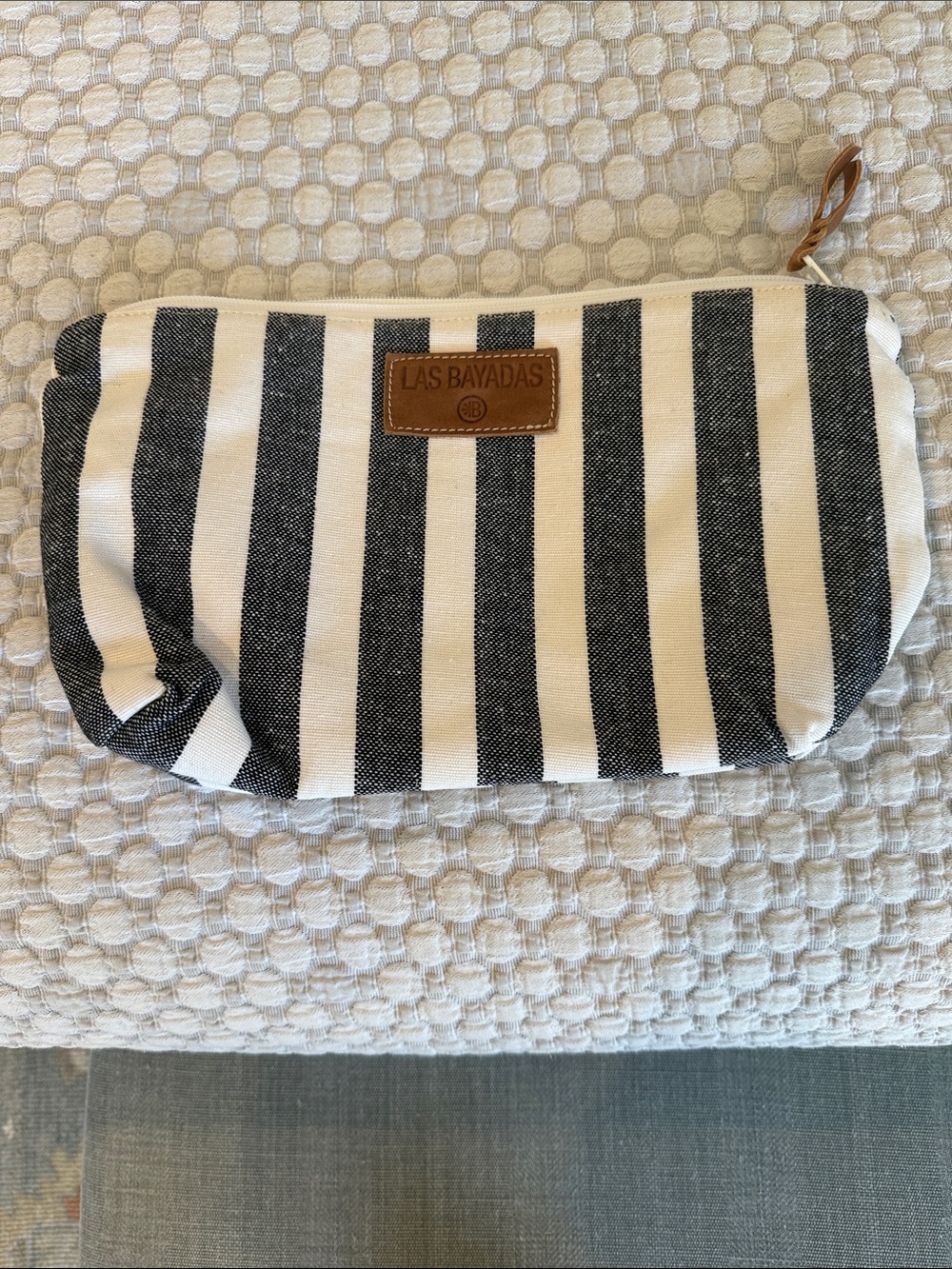 Las Bayadas Black & White Striped Canvas Pouch